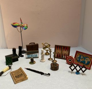 Dollhouse Miniature Vintage Artisan Manly Room Items Parrot Boots 1:12