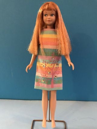 Vintage 1963 Redhead Titian Skipper Doll Straight Leg Sunny Pastels Dress