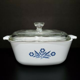 Vintage Corning Ware 1.  5 Quart Blue Cornflower Casserole Dish With Lid -