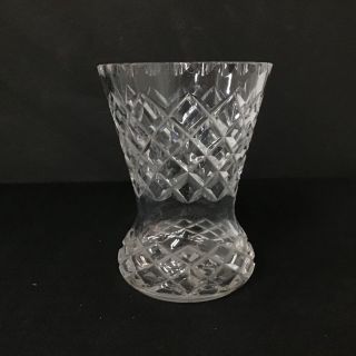 Unbranded Clear Diamond Cut Glass Vase 15.  5cm Tall 309