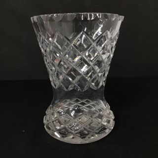 Unbranded Clear Diamond Cut Glass Vase 15.  5cm Tall 309 2