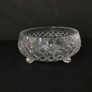 Unbranded Clear Diamond Cut Crystal Three Footed Decorative Bowl 309