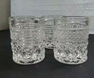 Set Of 4 Wexford Anchor Hocking Clear Glass Shot Glasses,  Or Toothpick Holders.