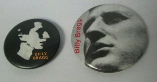 Billy Bragg Vintage 2 X 1980s Us & Uk Badges Pin Buttons Folk Punk Wave