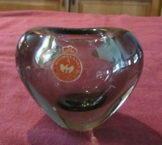 Holmegaard Danish Smokey Glass Heart Vase Mid - Century Signed With Label