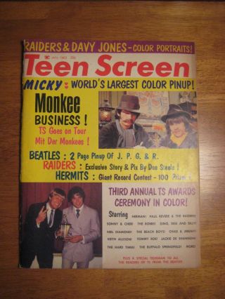 Lookee - - The Monkees Mickey Davy Hermits Teen Screen Mag,  July 1967