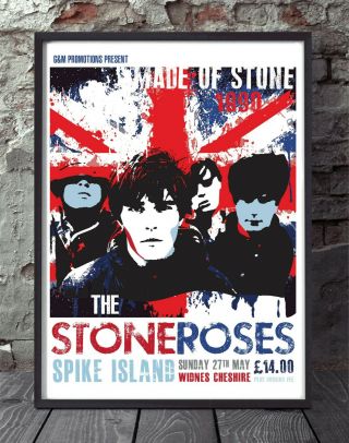 Stone Roses A3 Poster.  Specially Designed Celebrating Famous Bands