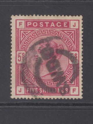 Gb Qv 5s Rose Sg180 Five Shillings " Jf " 1883 - 84 Stamp