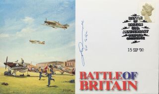 Battle Of Britain 60th Ann Fdc Signed By B Of B Pilot Flying Officer Kenneth Lee