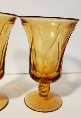 Vintage Fostoria Iced Tea Goblet Glass Jamestown Pattern Amber Set of 2 2