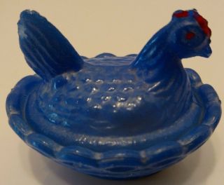 Vintage Glass Hen On Nest,  Mini,  Handpainted