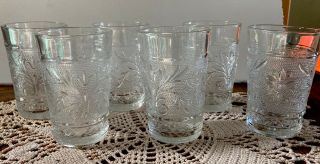 Set Of 6 Vintage Anchor Hocking Clear Sandwich Glass 3 3/4” 4 Oz Juice Glasses