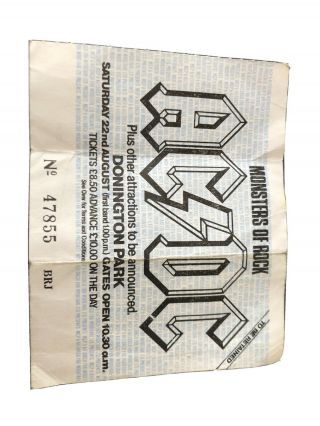 Ac/dc Donington Monsters Of Rock 1981 Ticket