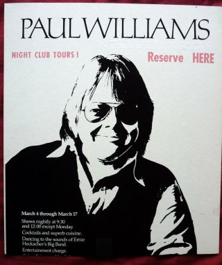 Paul Williams - Concert Poster - Vintage 1970s - Venetian Room San Francisco