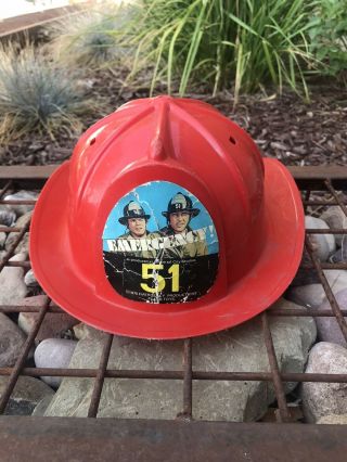 Vtg Placo 1975 Emergency 51 Fireman Helmet Tv Show Fire Hat Cap