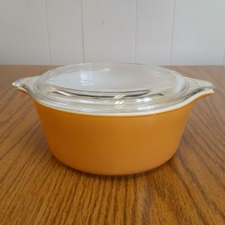 Vintage Pyrex Orange Casserole Dish 472 1.  5 Pt.  Ovenware W/lid Made In Usa