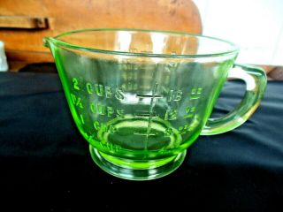 Vintage Anchor Hocking Uranium Green Depression Glass 16 Oz.  Measuring Cup