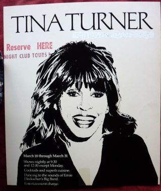 Tina Turner - Concert Poster - Vintage 1970s - Venetian Room San Francisco