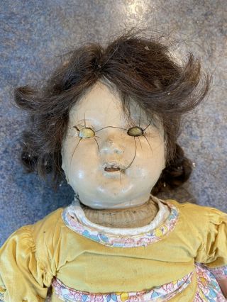 Omg Scary Haunted Zombie Creepy Spooky Antique Composition & Cloth Doll 21”