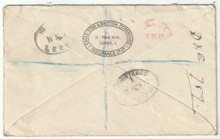 1937 Leeds Cover Registered With Red Meter Marks Keviii 3 X Penny Halfpenny Dies