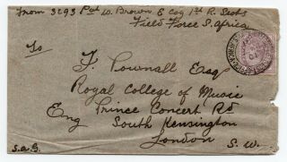 1899 - 1902 Boer War Envelope Field Post Office British Army S.  Africa (fpo No 10)