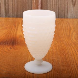 Vintage White Milk Glass Hobnail Pattern Goblet Wine Glass Water Cup