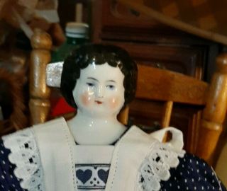 Antique 9 - Inch China Head Doll Seated In Rocking Chair