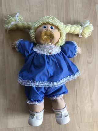 Vintage Cabbage Patch Baby Girl Blonde Hair & Blue Eyes Pacifier Mouth 78’ 82’