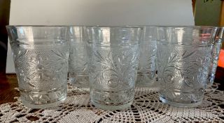 Set Of 6 Vintage Anchor Hocking Clear Sandwich Glass 4” 8 Oz Juice Glasses