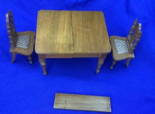 Antique German Schneegas Dolls House Extending Table And Chairs
