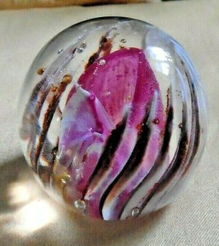 Isle Of Wight Studio Glass Paperweight Red/pink And White