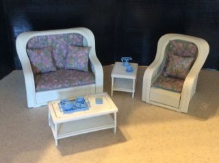 Vintage Barbie,  Beverly Hills,  White Faux Wicker Furniture