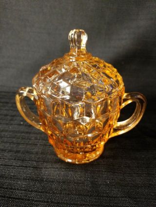 Vintage Jeanette Pink Depression Glass Sugar Bowl W/ Lid - Diamond Pattern