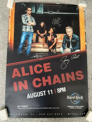 Alice In Chains Signed By All 4 Band Members Giant Show Poster.  27 X 39 Inches