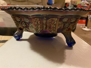 Vintage Carnival Glass Fenton Butterfly And Berry Bowl Amethyst