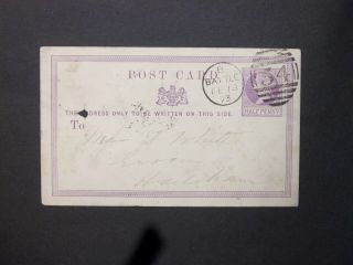 Gb Sussex Stationery 1873 Qv 1/2d Lilac Postcard 54 Battle Duplex To Hailsham