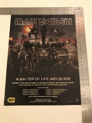 Iron Maiden A Matter Of Life And Death Advert/mini Poster 8x11