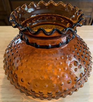 Vintage Amber Glass Fenton Hobnail Hurricane Lamp Shade