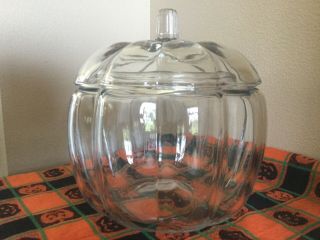 Vintage Dunkin Donuts Anchor Hocking Glass Pumpkin Jar With Lid Halloween