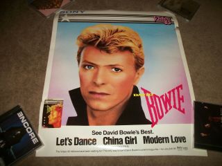 David Bowie Lets Dance Video Promo Poster - Orig.  Store Display Cut 18x21