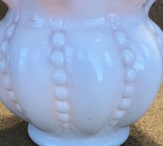 Vintage Fenton Beaded Melon 4” Vase - Silver crest,  pink and white 2