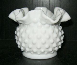 Vintage Milk Glass Fenton Vase Hobnail Design