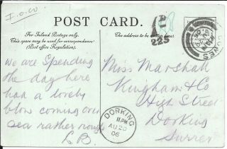 GB POSTCARD ISLE OF WIGHT EGYPT HOUSE LL17 1906 TO PAY MARK 2