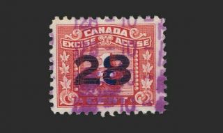 Canada Revenues Ez,  Fx131,  28 Red On ½ Cent Value,  Precancelled 128 - 10 - D.