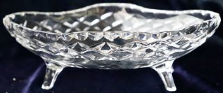 Vintage Retro Diamond Cut Crystal Bon Bon Candy Dish With Four Feet 20cm X 12cm