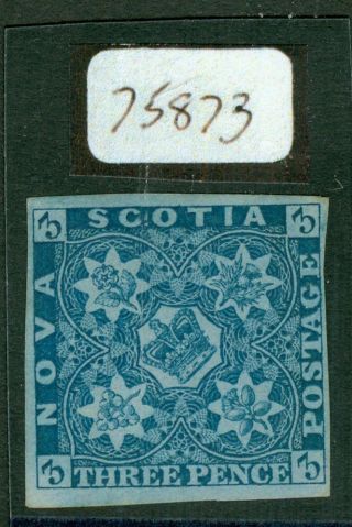 Sg 3 Nova Scotia 1851 - 60.  3d Bright Blue.  A Fresh Mounted Example With 4.