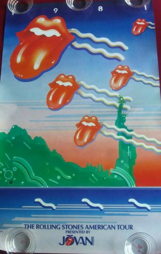 Vintage 1981 The Rolling Stones American Tour Music Advertising Poster 36 " X 23 "