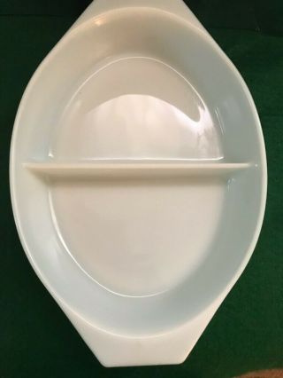 Vintage Pyrex Turquoise Snowflake Divided Casserole Dish w/ LID 1.  5 Quart 3