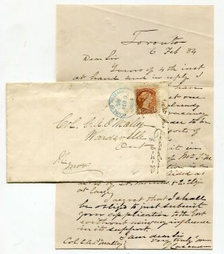 Canada Ont Ontario - House Of Assembly 1884 Cover W/ Letter To Wardsville -