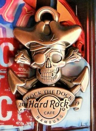 Hard Rock Cafe Hamburg 3d Copper Pirate Skull Rock The Dock Event Pin 494474